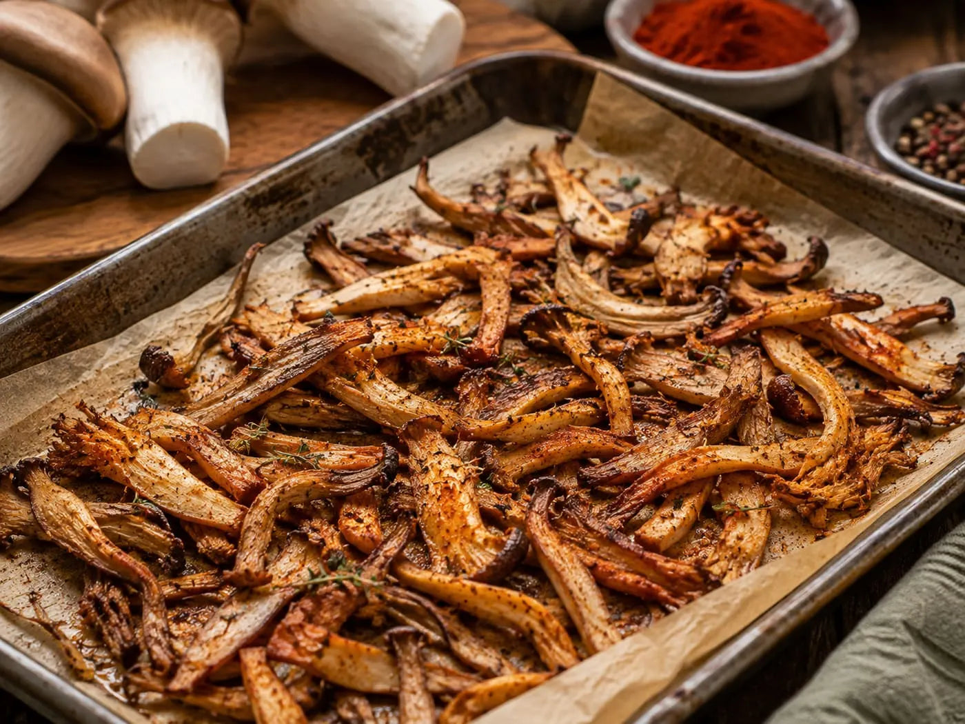 Crispy oven-baked king oysters