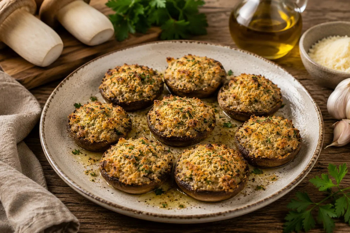 Baked gratin king oysters