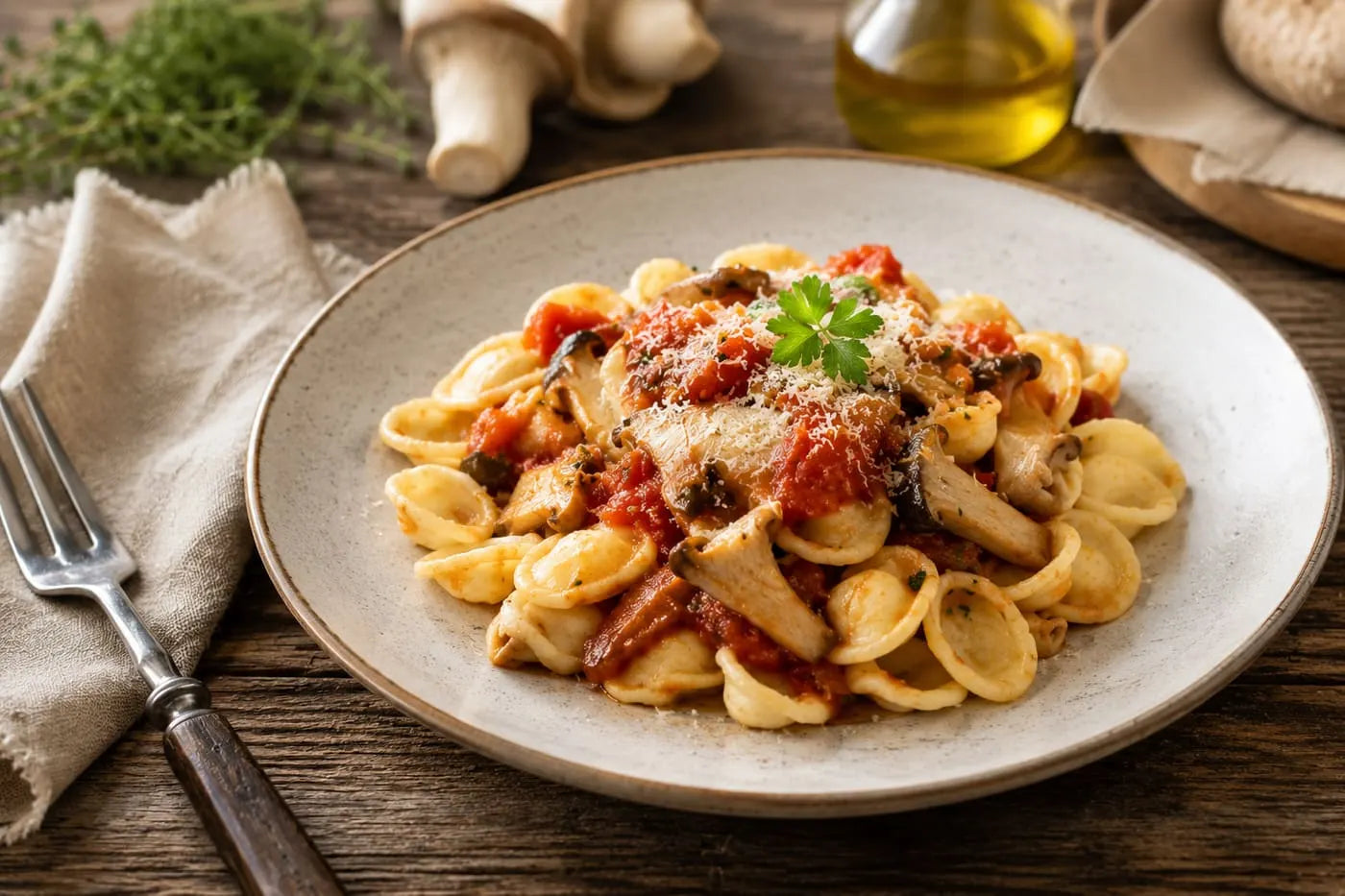 Orecchiette with king oysters