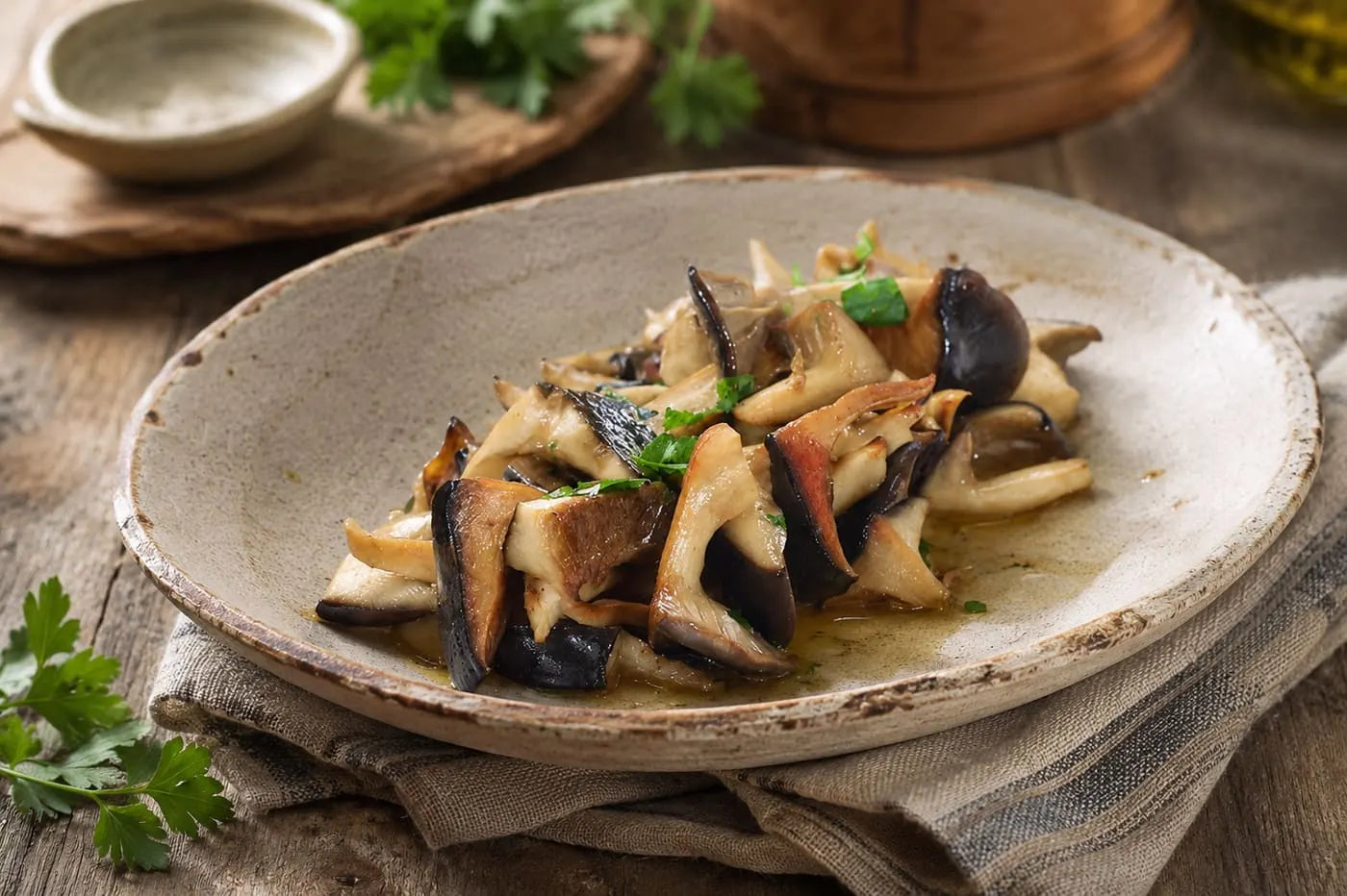 Sautéed king oysters
